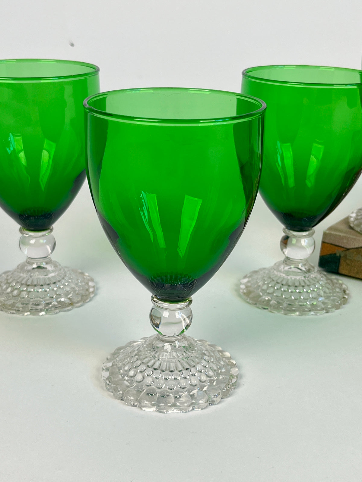 Vintage Green Glass Stemware