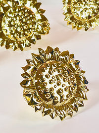 Vintage Brass Sunflower Napkin Rings