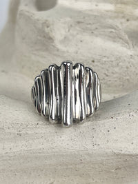 Modernist Ribbed Sterling Ring