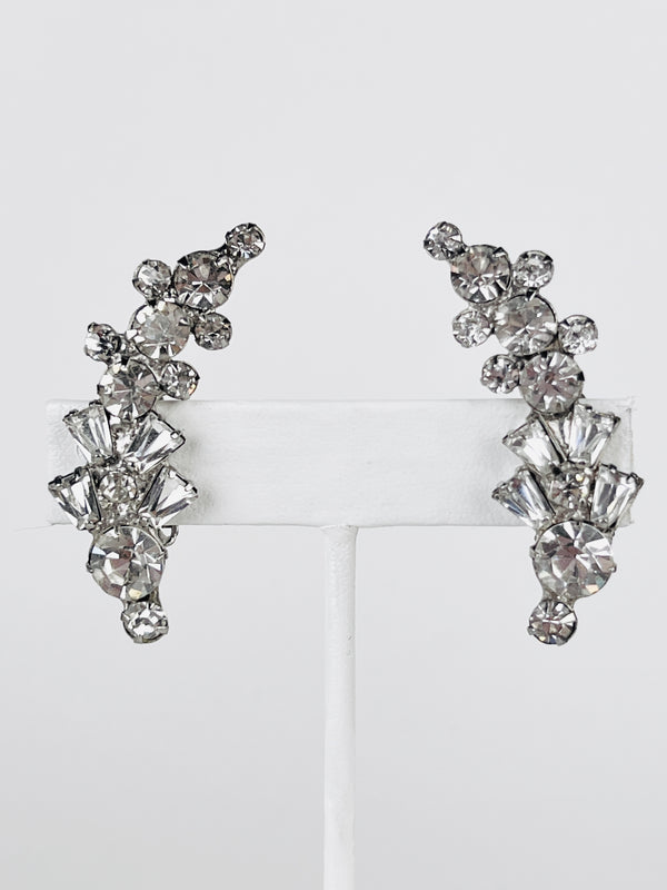 Vintage 1960s Rhinestone Climber Earrings