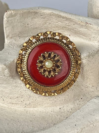 Vintage Gold Tone Enameled Brooch