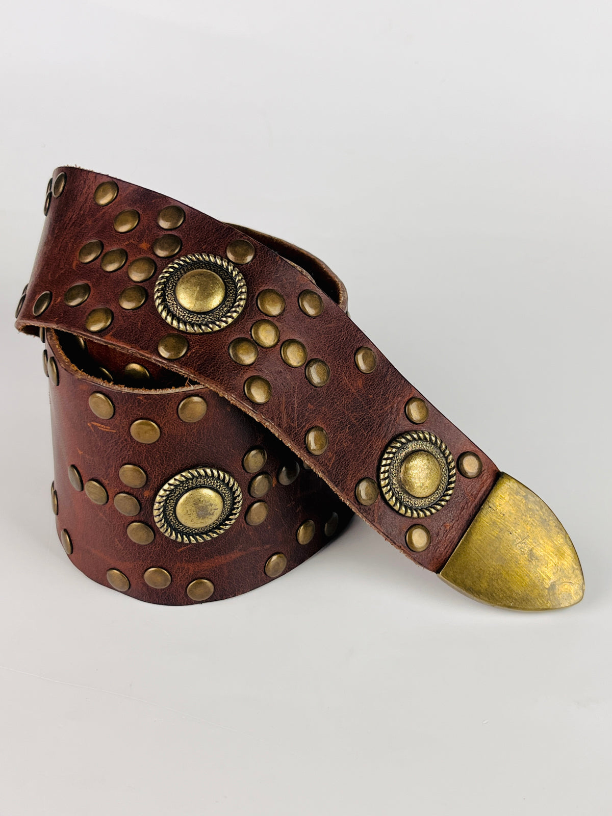 Bronze Studded Leather Belt