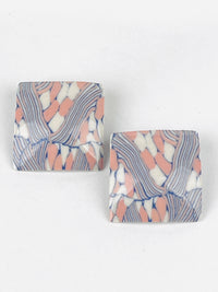Vintage Nerikomi Porcelain Earrings - Pink, Blue, & White