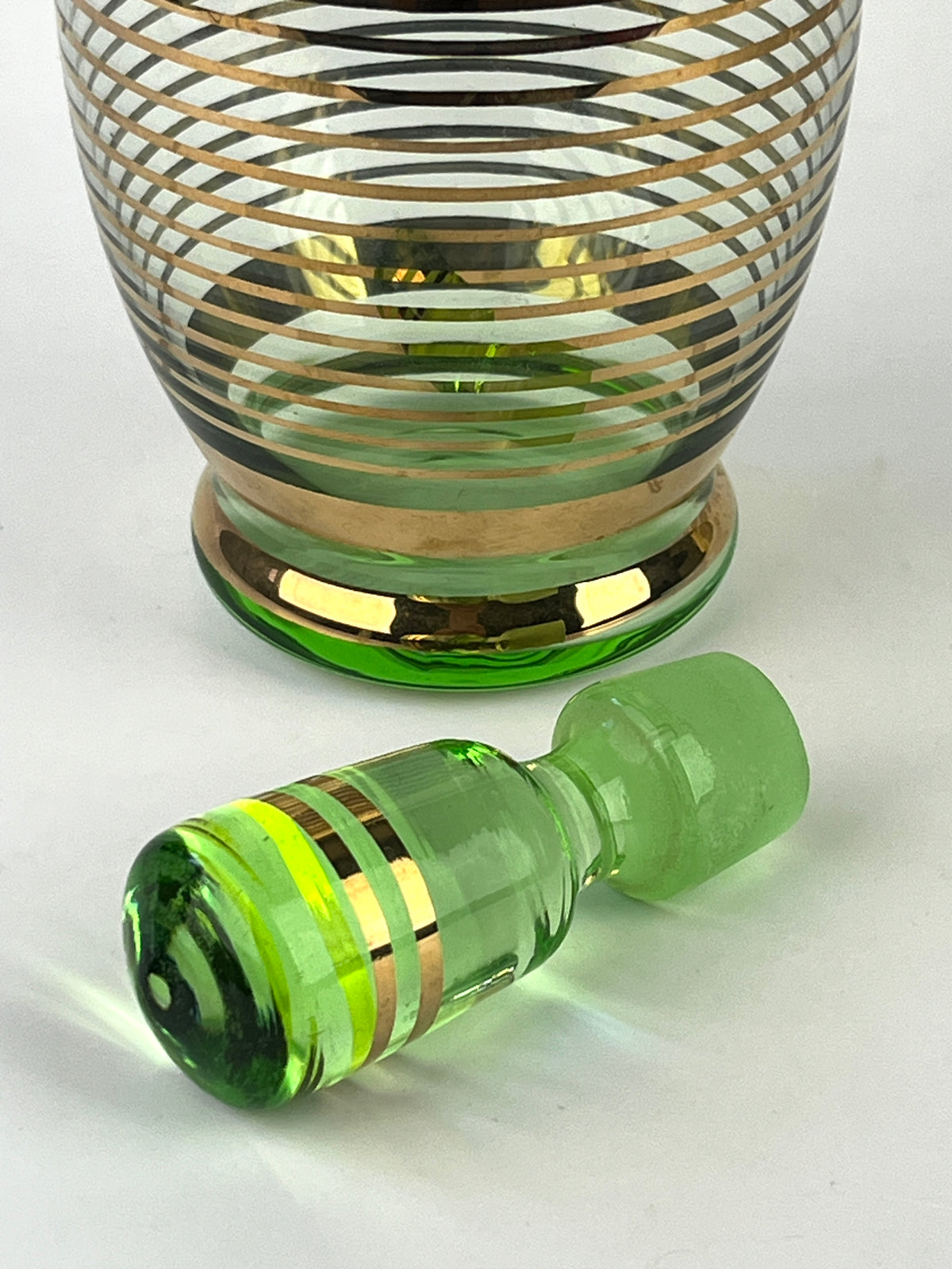 Art Deco Hand-Blown Czech Glass Decanter Set