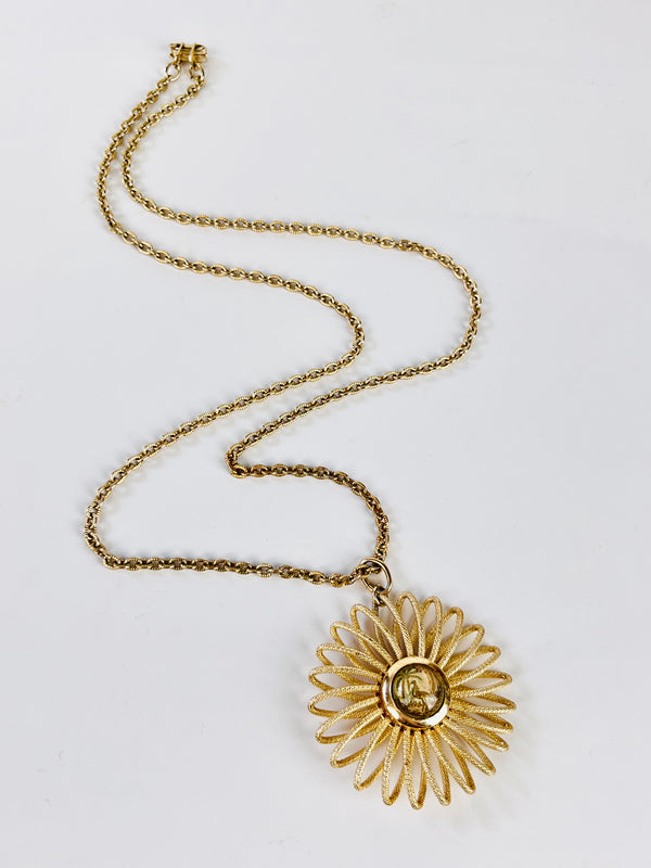 Vintage 1950s Flamingo & Palm Tree Pendant Necklace