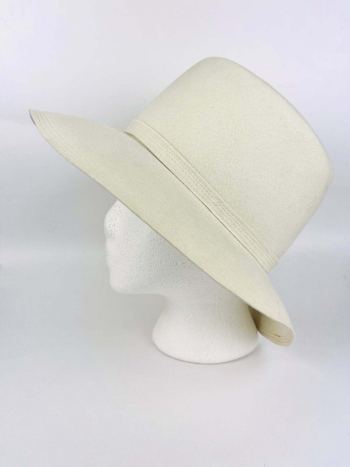Vintage White Felted Wool Hat by Adolfo