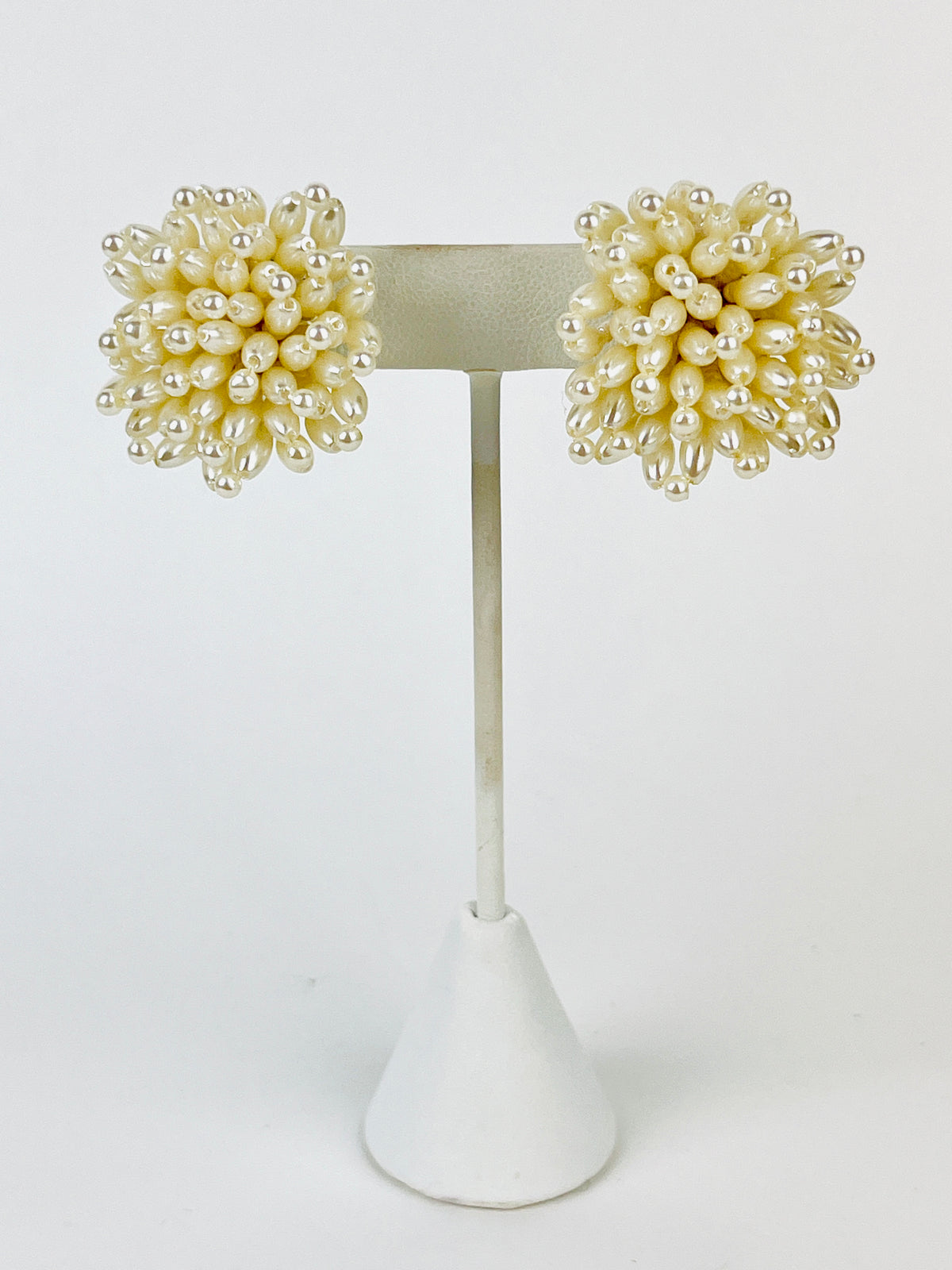 Vintage Faux Pearl Cluster Earrings