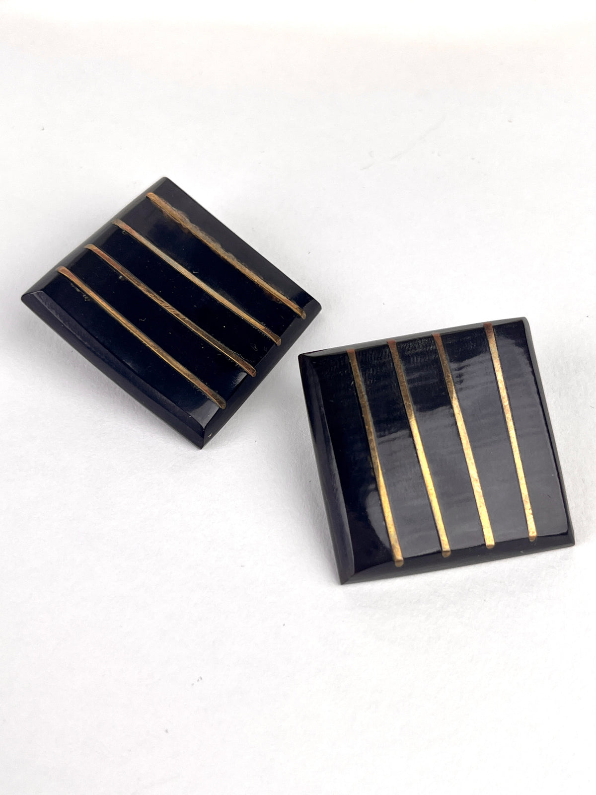 Vintage Horn & Brass Earrings