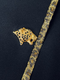 Vintage Leopard-Accented Black Dress