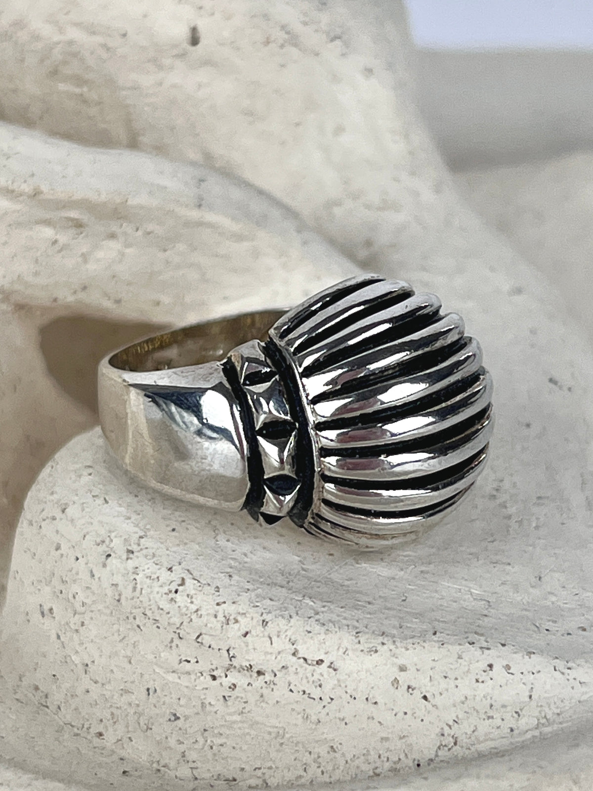 90s Sterling Ribbed Dome Ring