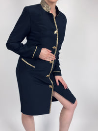 Vintage Leopard-Accented Black Dress