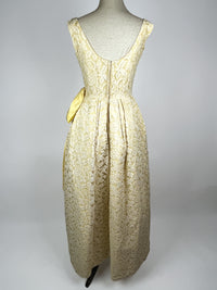 1960s Yellow & White Lace Gown
