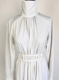 Vintage Belted White Maxi Dress