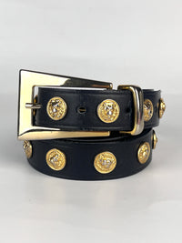 Vintage Leather Lion Medallion Belt