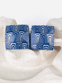 Vintage Nerikomi Porcelain Earrings - Blue & White
