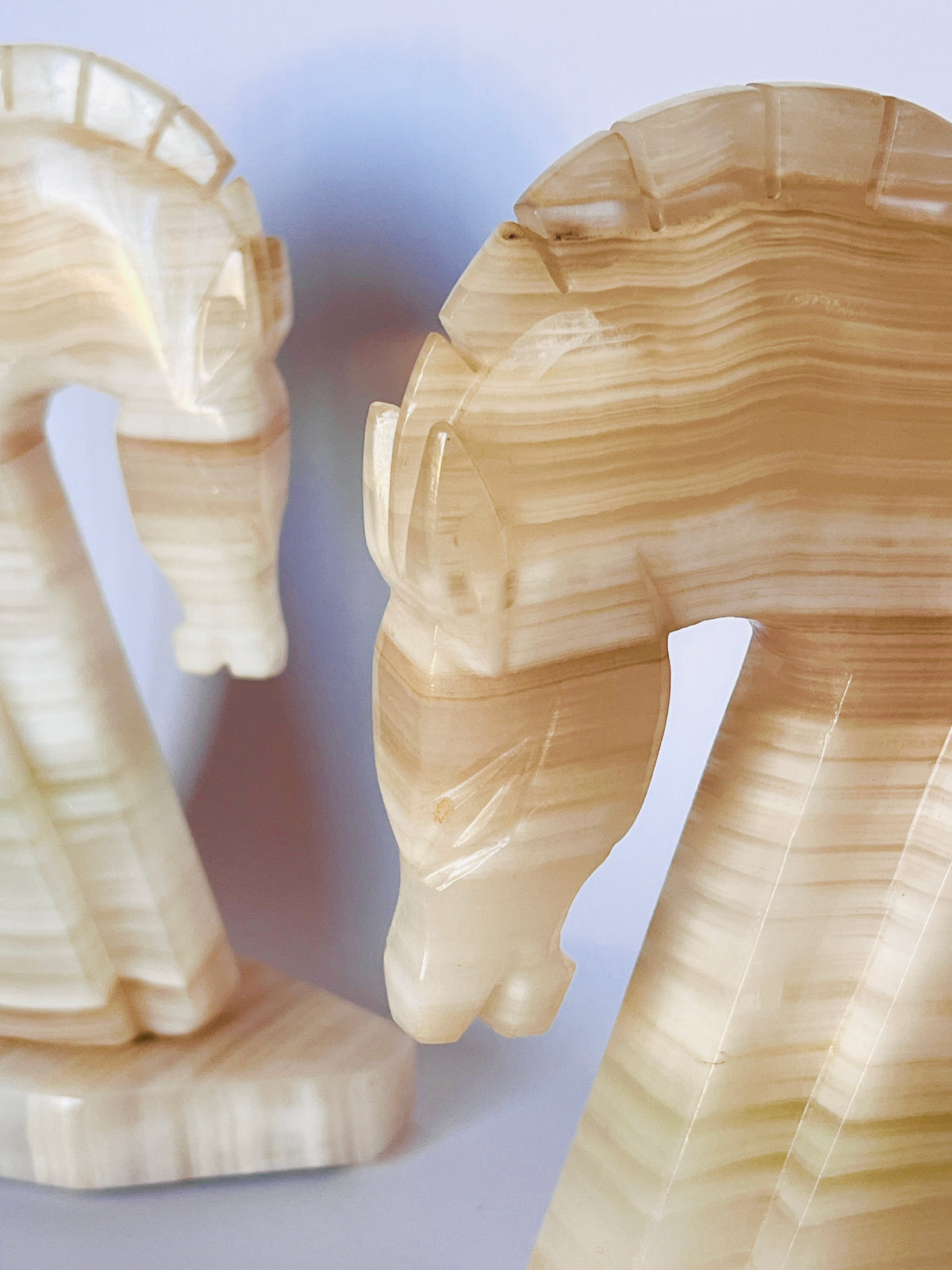 Vintage Alabaster Horse Head Bookends