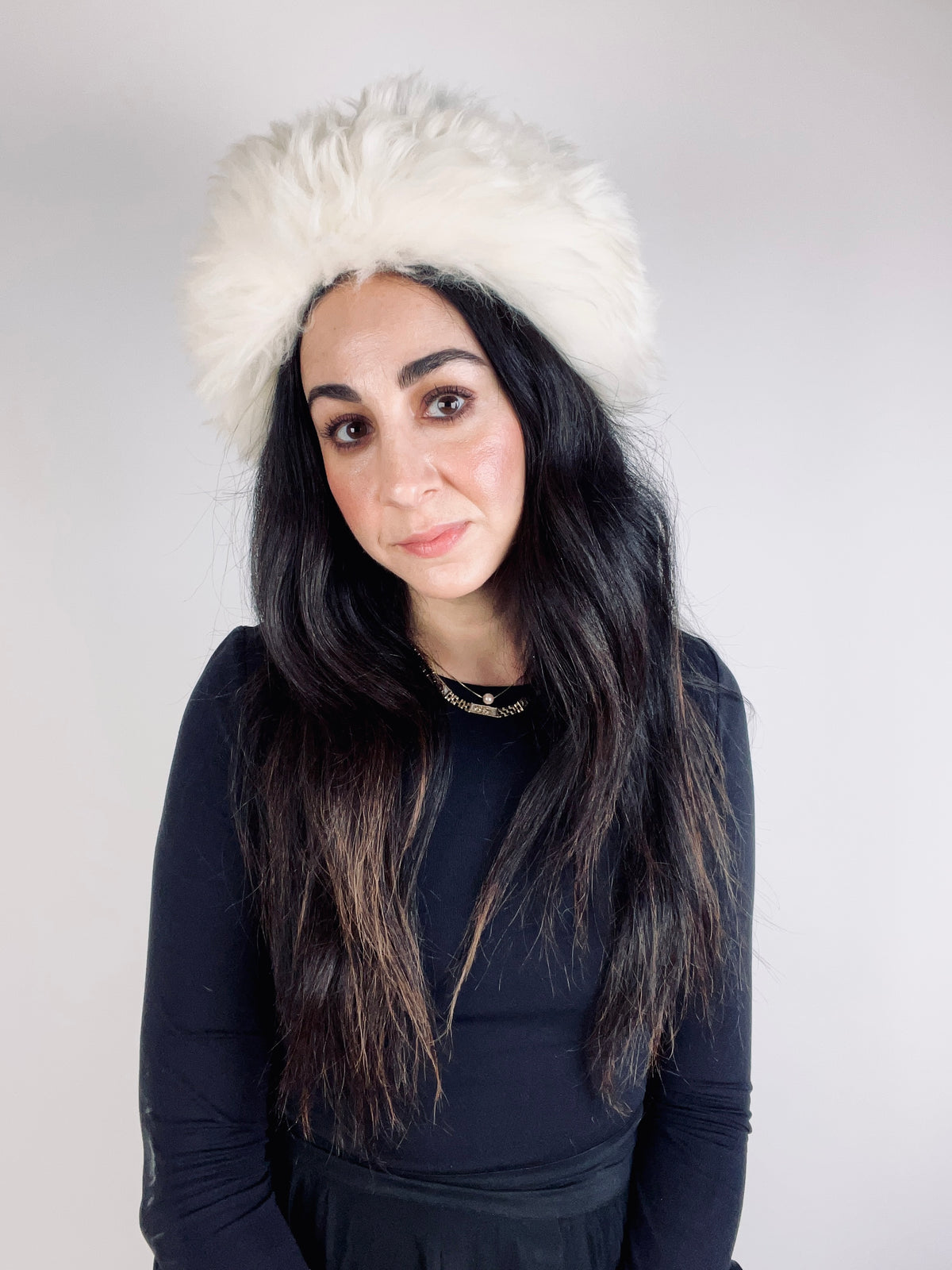 Vintage 70s White Shearling Hat