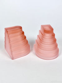 Italian Postmodern Pink Frosted Glass Bookends