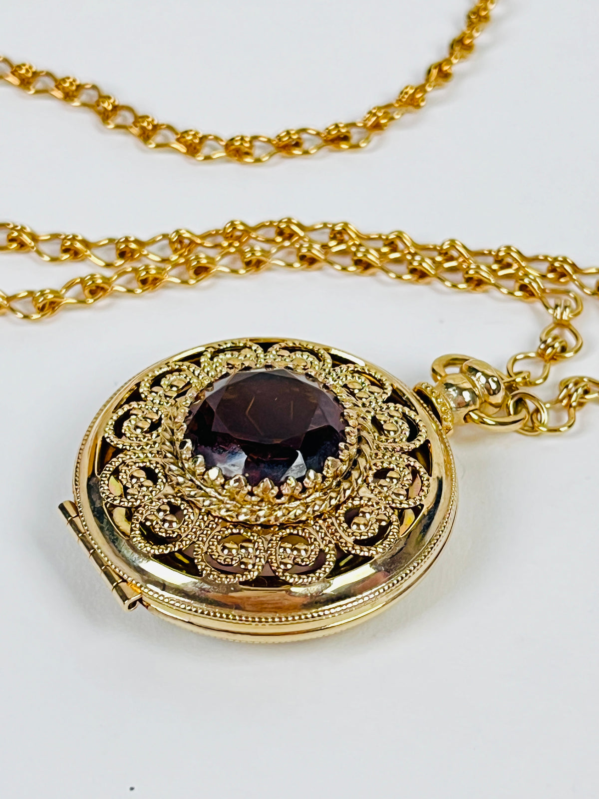 Vintage Gold Tone Faux Topaz Locket