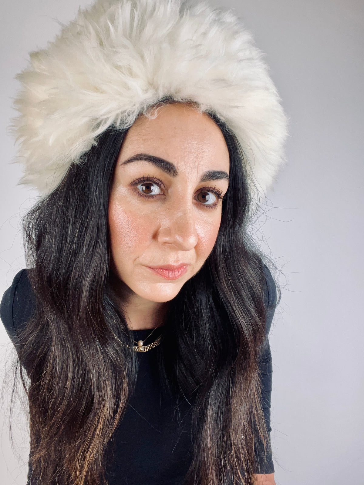 Vintage 70s White Shearling Hat