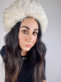 Vintage 70s White Shearling Hat