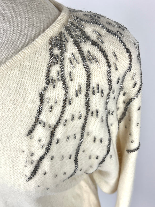 Vintage Beaded Angora & Wool Sweater