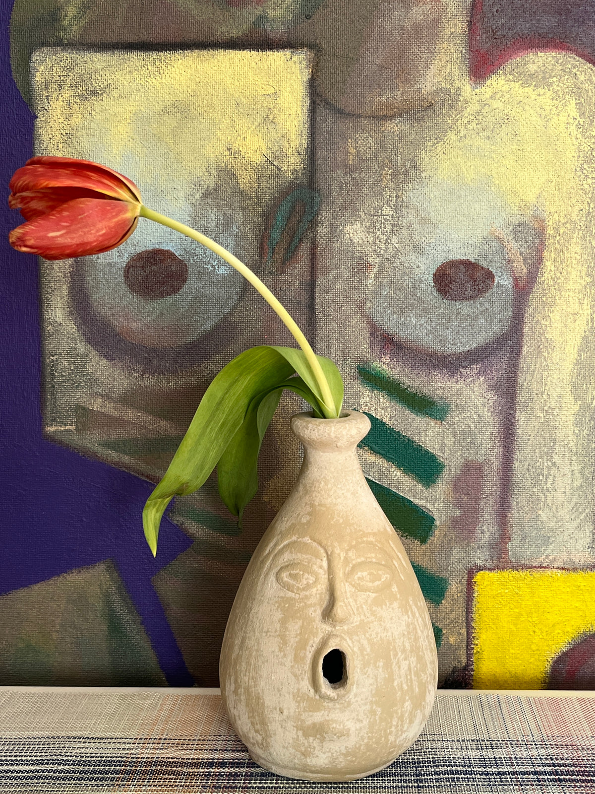 Vintage Terracotta Face Vessel