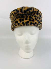 Vintage Leopard Faux Fur Pillbox Hat