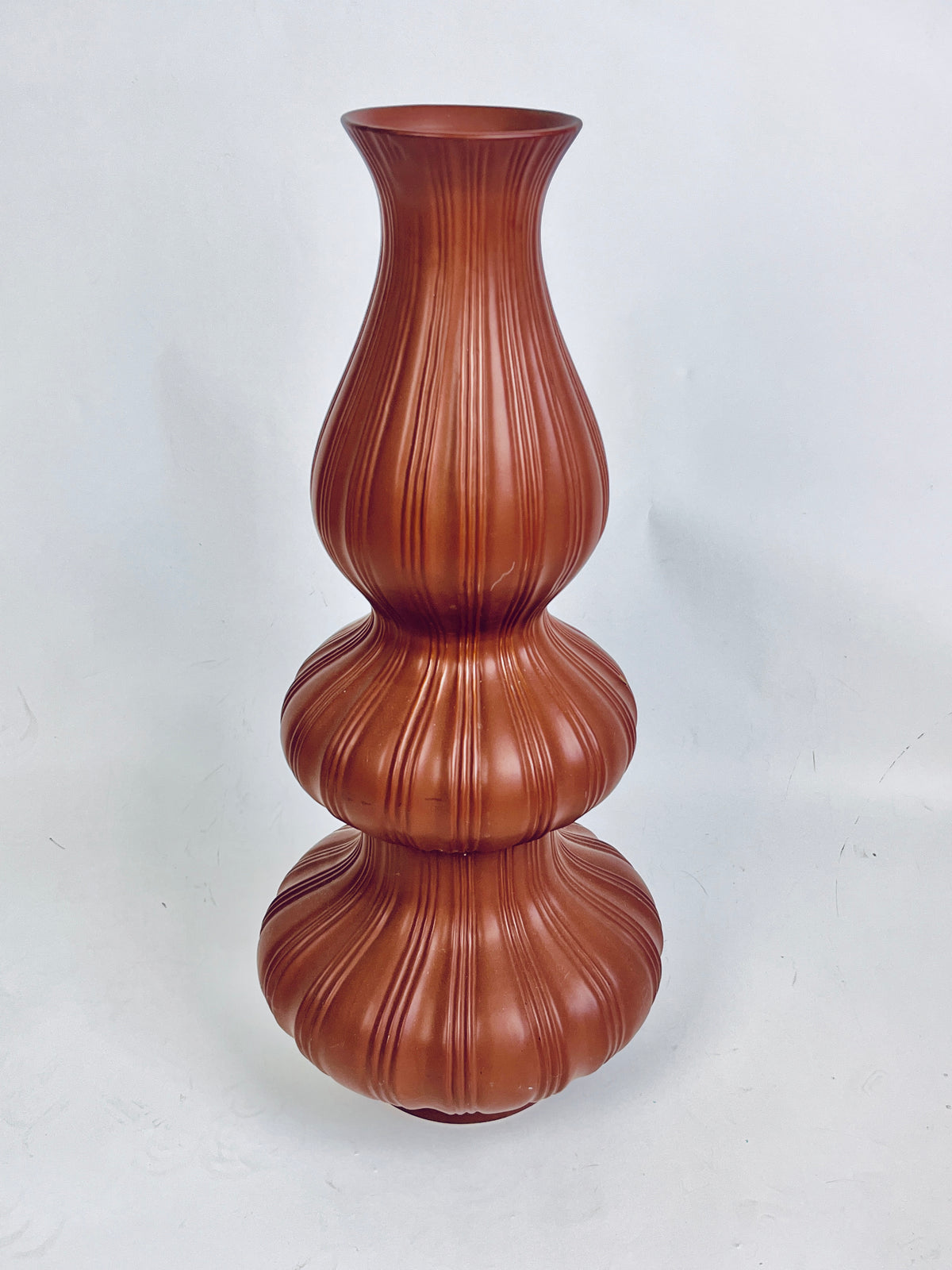 Vintage Ribbed Ceramic Vessel