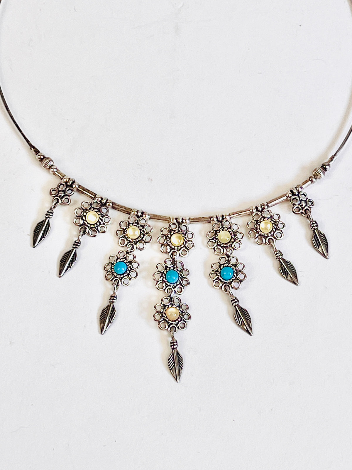 Vintage Sterling & Mother of Pearl Necklace by QT Quoc