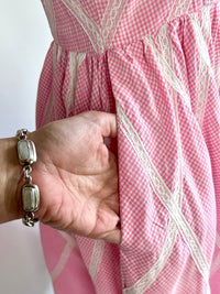 Vintage 1950s Pink Gingham Dress