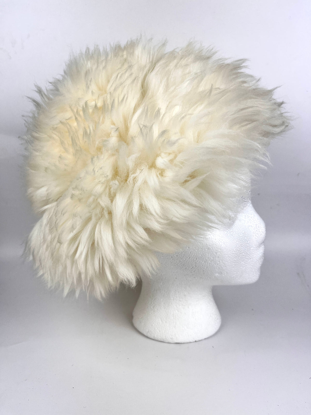Vintage 70s White Shearling Hat