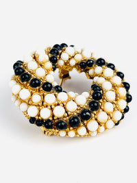 Vintage Black & White Circle Brooch