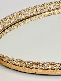 Large Vintage Filigree Mirror Tray