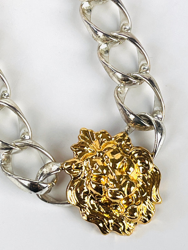 Vintage 90s Lion Head Collar Necklace