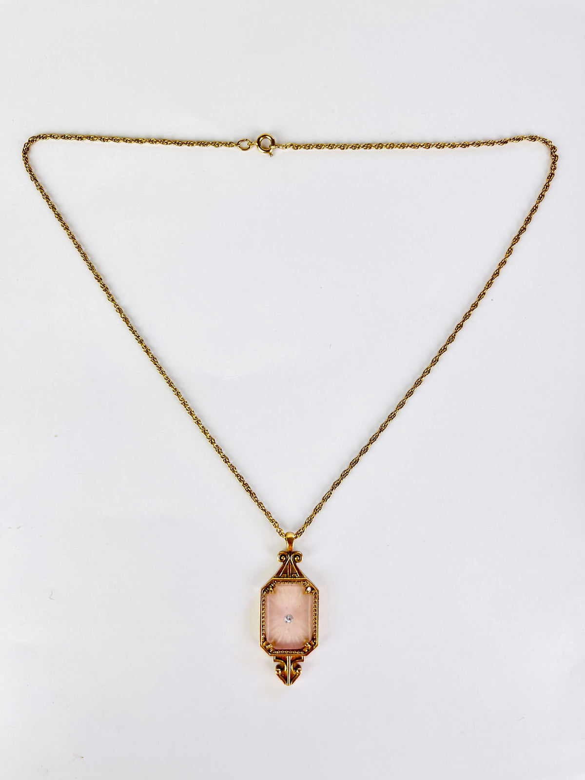 1970s Art Deco Revival Camphor Glass Necklace