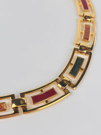 Vintage Gold Tone Enameled Necklace