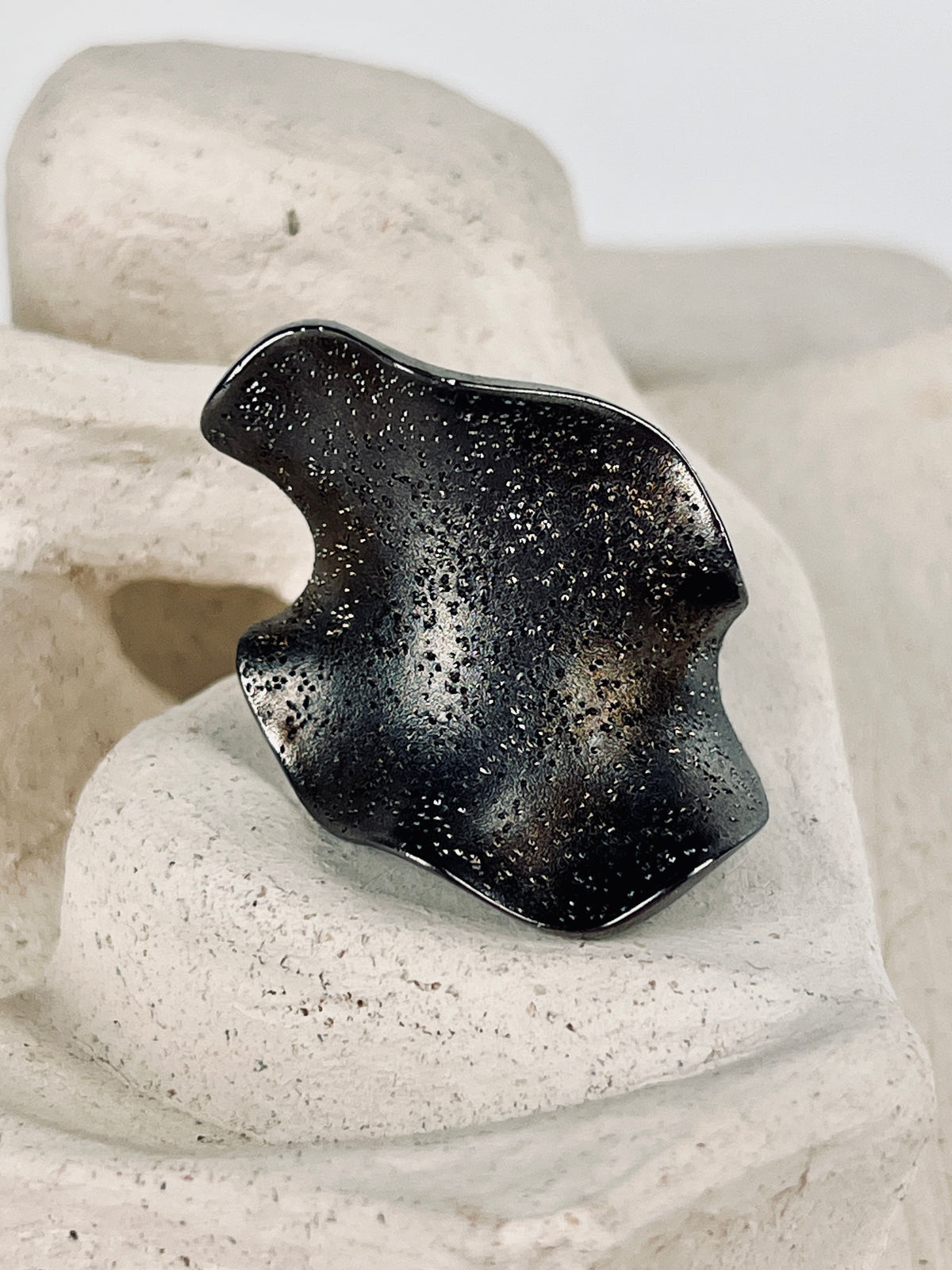 Vintage Oxidized Sterling Silver Shimmer Ring