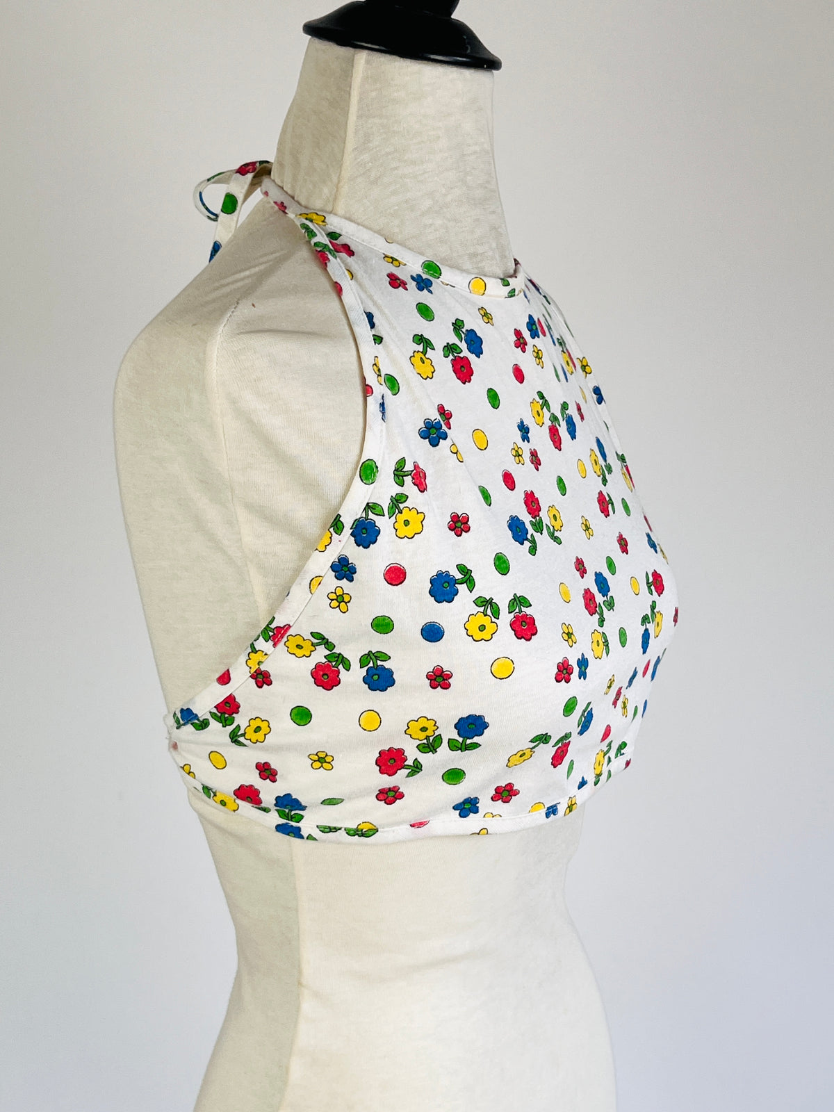 Vintage 1970s Floral Cropped Halter Top