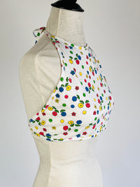 Vintage 1970s Floral Cropped Halter Top