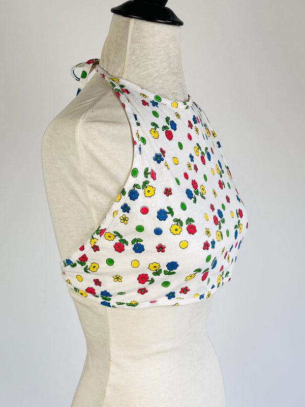 Vintage 1970s Floral Cropped Halter Top