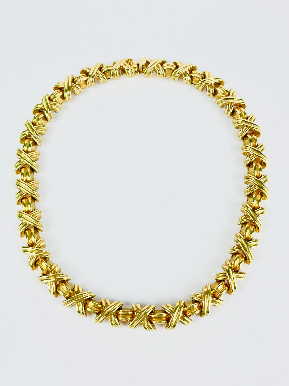Vintage Gold Tone Criss-Cross Necklace