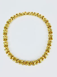 Vintage Gold Tone Criss-Cross Necklace
