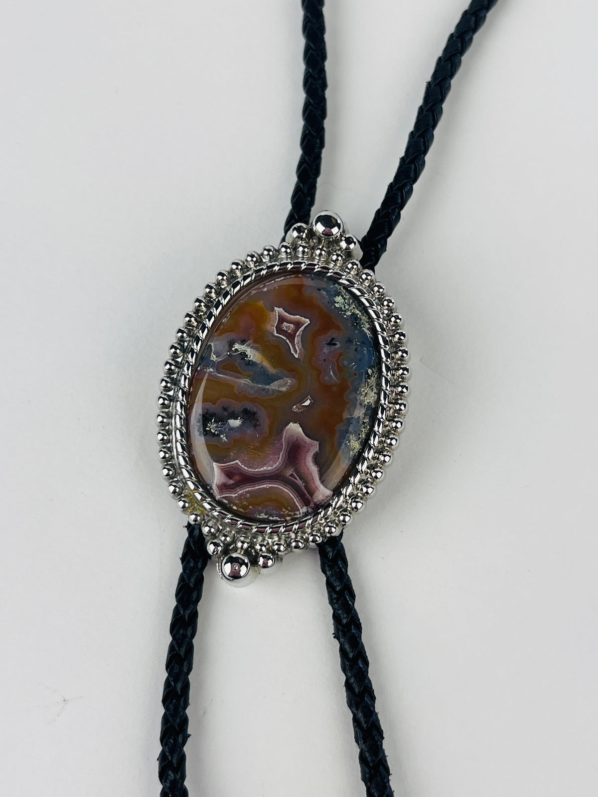 Vintage Agate Stone Bolo Tie