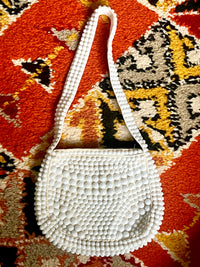 Vintage White Faceted Cabochon Bag