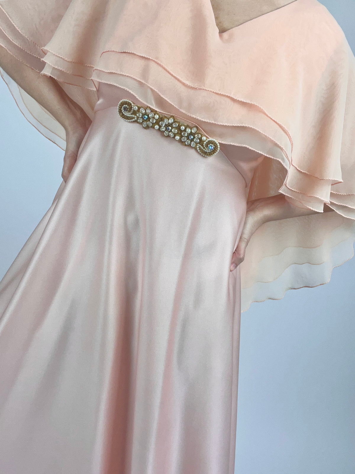 Vintage 1960s Peach Maxi Dress