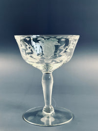 Vintage Floral Etched Coupe Glasses