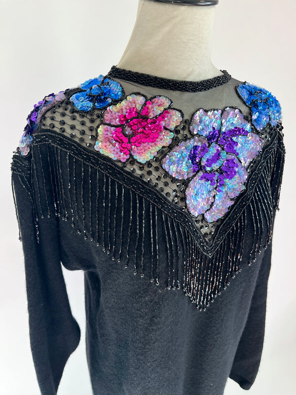 Vintage Wool & Sequin Sweater Dress