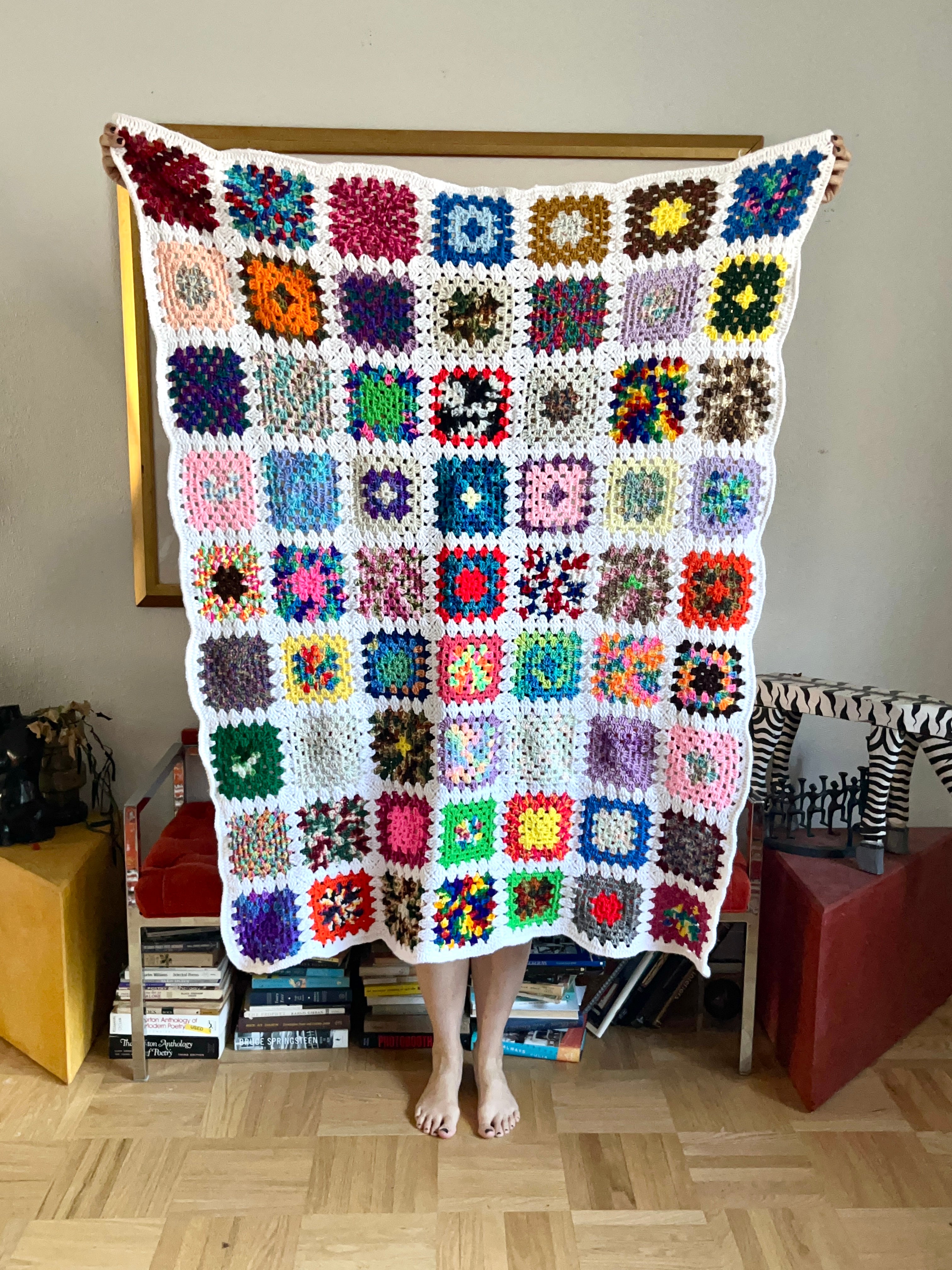 Shops Multi color crochet Afghan throw blanket square pattern