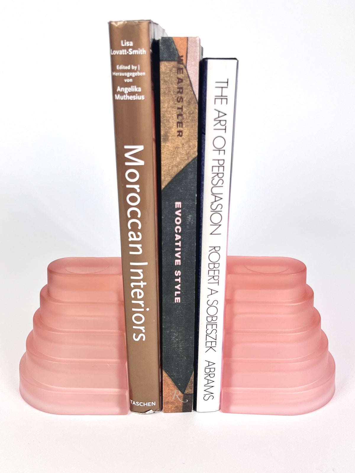 Italian Postmodern Pink Frosted Glass Bookends